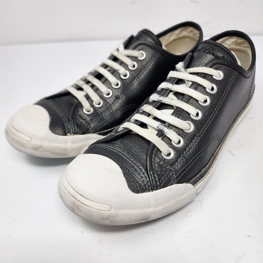 Jack Purcell Black Leather Blue Soled Sneakers, Men's 7.5